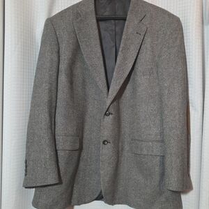 Stafford Sport Coat Mens 48R Gray Classic Lambs Wool Blazer With Elbow Patch